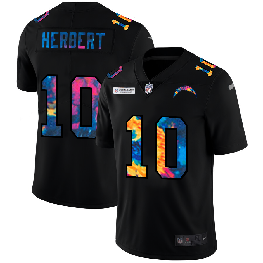 NFL Los Angeles Chargers #10 Justin Herbert Men Nike MultiColor Black 2020 Crucial Catch Vapor Untouchable Limited Jersey